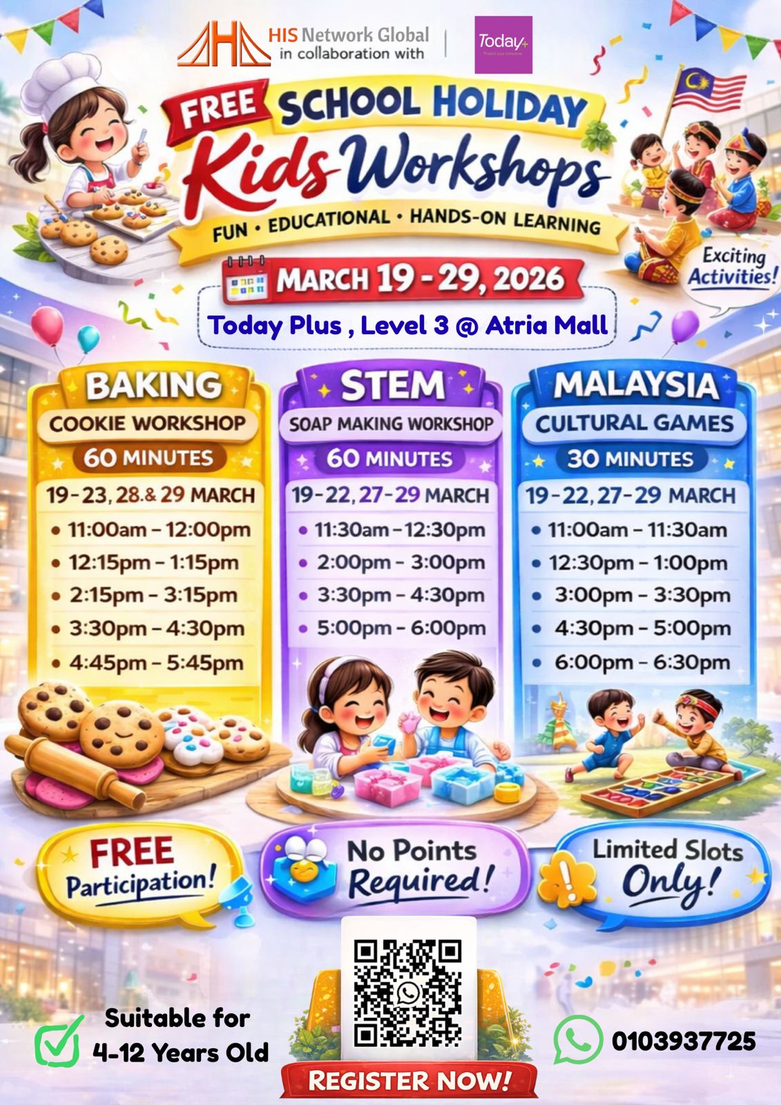 FREE School Holiday Kids Workshops